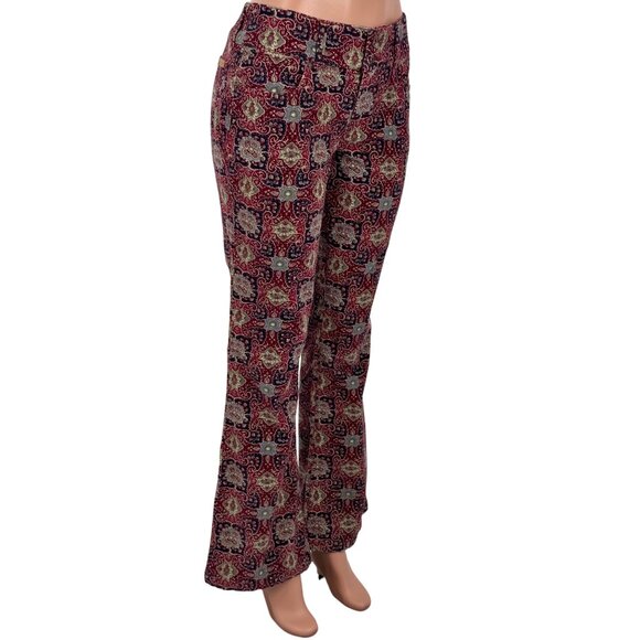 Vtg Y2K NWT Tommy Hilfiger Paisley Floral Wide Leg Corduroy Jeans | Boho Grunge - Picture 11 of 16